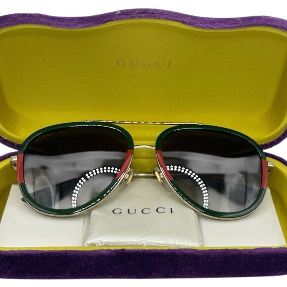 Gucci Unisex Aviator Metal Sunglasses - Picture 1 of 5